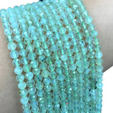 Natural Stone Faceted Green Prehnite Round Gemstone Spacer Beads 6/8/10MM