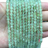 Natural Stone Faceted Green Prehnite Round Gemstone Spacer Beads 6/8/10MM