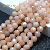 Natural Stone Faceted Sunstone Amethyst Gemstone Beads 6/8/10MM