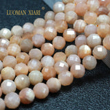 Natural Stone Faceted Sunstone Amethyst Gemstone Beads 6/8/10MM
