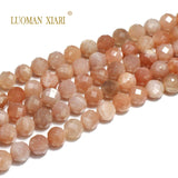 Natural Stone Faceted Sunstone Amethyst Gemstone Beads 6/8/10MM