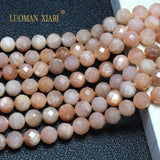 Natural Stone Faceted Sunstone Amethyst Gemstone Beads 6/8/10MM