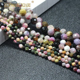 Natural Stone Tourmaline Faceted Spacer Beads 6/8/10MM