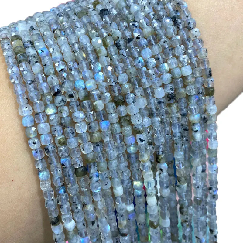 Labradorite Faceted Square Gemstone Spacer Beads 4-5MM
