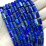Natural Lapis Lazuli Faceted Cylinder Gemstone Beads for DIY Bracelet