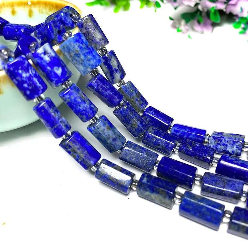 Natural Lapis Lazuli Faceted Cylinder Gemstone Beads for DIY Bracelet