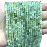 Natural Green Jade Faceted Square Gemstone Spacer Beads 4-5MM