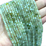 Natural Green Jade Faceted Square Gemstone Spacer Beads 4-5MM
