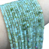 Natural Green Jade Faceted Square Gemstone Spacer Beads 4-5MM