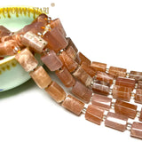 100% Natural Sunstone Loose Faceted Cylinder Gemstone Beads 6*10mm