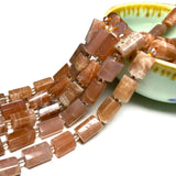 100% Natural Sunstone Loose Faceted Cylinder Gemstone Beads 6*10mm