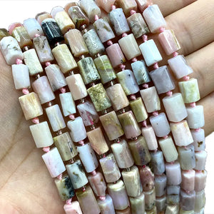 100% Natural Pink Opal Faceted Cylinder Beads For Jewelry Making