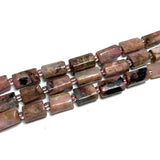 Natural Stone Red Rhodonit Faceted Cylinder Beads
