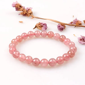 Strawberry Crystal Stone Bracelet - 100% Natural, Yoga Women Bracelet