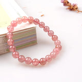 Strawberry Crystal Stone Bracelet - 100% Natural, Yoga Women Bracelet