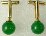 Dark Green Bead Cufflinks 12mm