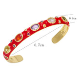 18K Plated Cuff Bracelet Neon Enamel Geometric Bangle