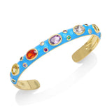 18K Plated Cuff Bracelet Neon Enamel Geometric Bangle