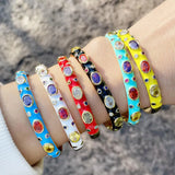 18K Plated Cuff Bracelets Neon Enamel Geometric Open Bangle