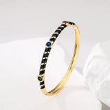 18k Plated Thin Bangle Bracelet Rainbow Zircon Neon Enamel Cuff Women Jewelry