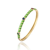 18k Plated Thin Bangle Bracelet Rainbow Zircon Neon Enamel Cuff Women Jewelry