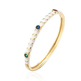 18k Plated Thin Bangle Bracelet Rainbow Zircon Neon Enamel Cuff Women Jewelry
