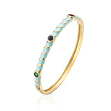 18k Plated Thin Bangle Bracelet Rainbow Zircon Neon Enamel Cuff Women Jewelry