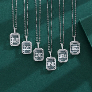 26 Letters Diamond Pendant 925 Silver Necklace Women Bridal Birthday Party
