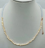Pink Freshwater Pearl & Light Jade Beads Necklace 18 Inch