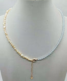 Pink Freshwater Pearl & Light Jade Beads Necklace 18 Inch