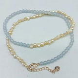 Pink Freshwater Pearl & Light Jade Beads Necklace 18 Inch