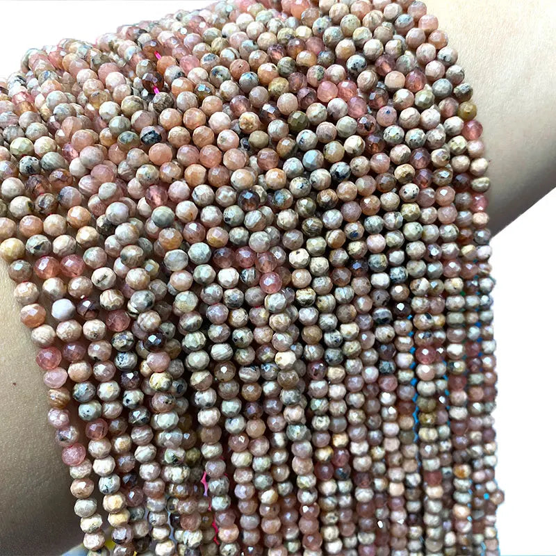 4mm Rhodochrosite Faceted Round Gemstone Beads 15''