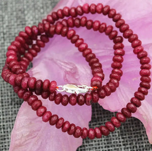 4x6mm Brazil Red Ruby Faceted Roundel Gems Beads Necklace