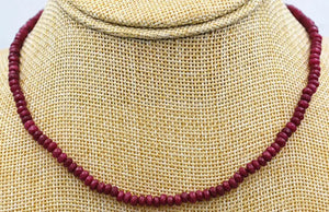 4x6mm Brazil Red Ruby Faceted Roundel Gems Beads Necklace