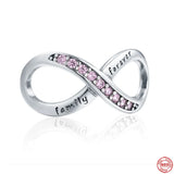 925 Silver Intertwined Love Family Charm Bead Pendant DIY Amulet
