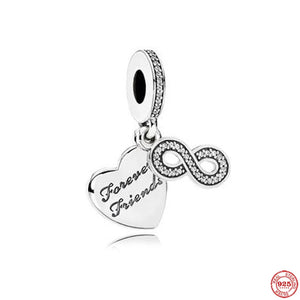 925 Silver Intertwined Love Family Charm Bead Pendant DIY Amulet