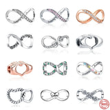 925 Silver Intertwined Love Family Charm Bead Pendant DIY Amulet