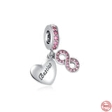 925 Silver Intertwined Love Family Charm Bead Pendant DIY Amulet