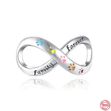 925 Silver Intertwined Love Family Charm Bead Pendant DIY Amulet