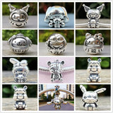 925 Silver Cartoon Doll Charm Beads Necklace Pendant