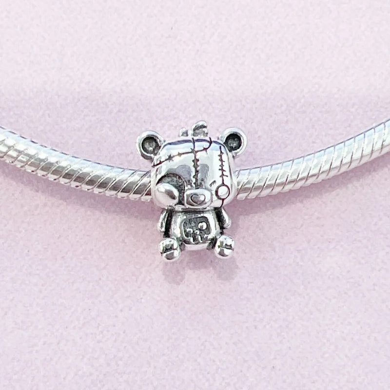 925 Silver Cartoon Doll Charm Beads Necklace Pendant