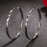 925 Silver Twisted Hoop Earrings for Women