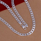 925 Silver Necklace 6MM Men Women Solid Wedding Chain Silver Jewelry