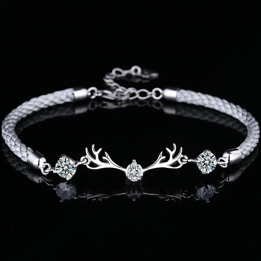 925 Silver Deer Zircon Crystal Bracelet for Women