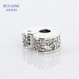 925 Sterling Sparkling Arcs of Love Clip Clear CZ Crystals Enamel Women Gift
