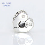 925 Sterling Sparkling Arcs of Love Clip Clear CZ Crystals Enamel Women Gift