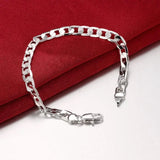 925 Silver 6MM Chain Bracelet Set, Wedding Jewelry