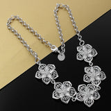 925 Silver Flowers Pendant Necklace For Women Party Wedding Jewelry