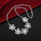 925 Silver Flowers Pendant Necklace For Women Party Wedding Jewelry