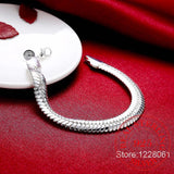 925 Sterling Silver Snake Bones Bracelets 10mm